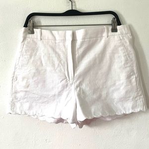 J. Crew white off scallop hem shorts